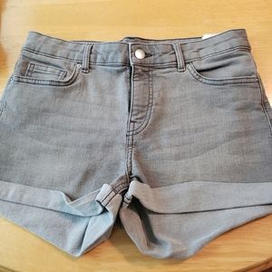 Grey stretch jean shorts